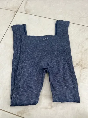 NEW ALALA Blue Ribbed Leggings Size Small thumbnail 2