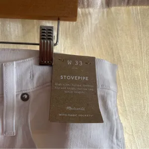 Madewell Stovepipe Jeans Slim Straight Coastal White High‎ Rise NWT Size 33 (16) thumbnail 4