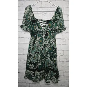 NWT Band Of The Free Maisie floral boho mini dress green medium. thumbnail 4