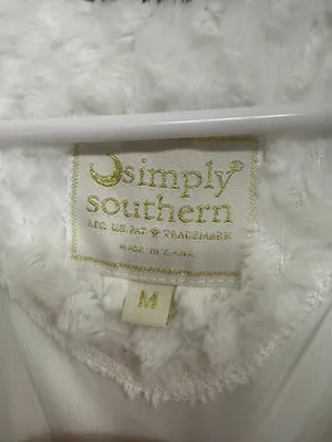 Simply Southern White Plush Sherpa Quarter Zip Pullover Women’s Medium thumbnail 4