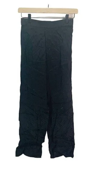SALTWATER LUXE Casual Black Satin Pants Sz XS Wide Leg Stretch‎ Waist Career thumbnail 1