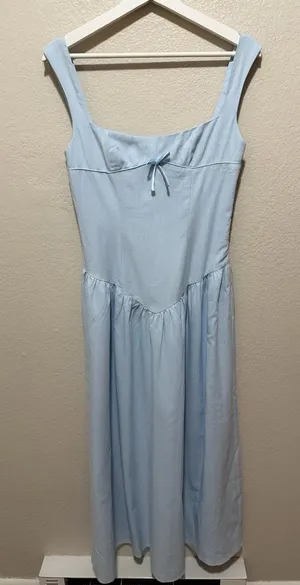 NWT Peppermayo Suzie Midi Linen Cotton Dress Size 4 Cottagecore Coquette thumbnail 1