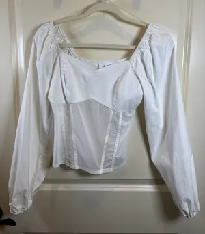 Willow & Root Medium White Sweetheart Corset Top Mesh Bodice Bridgerton Romantic thumbnail 1