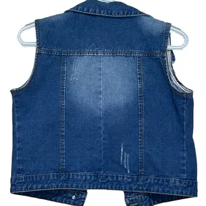 Unknown Brand‎ Women's Distressed Denim Vest Four Button Front Size XS thumbnail 2