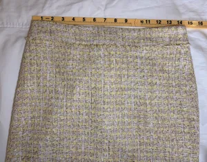 Ann Taylor Petite Yellow Tweed Pencil Skirt 4P Metallic Fringe thumbnail 7