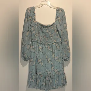 Ardene NWT Floral Ruffle Smocked On Off Shoulder Tiered Dress Size L Whimsical thumbnail 2