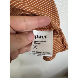 Pact Organic Cotton V-Neck Striped T-Shirt Rust Orange White Womens Medium thumbnail 4