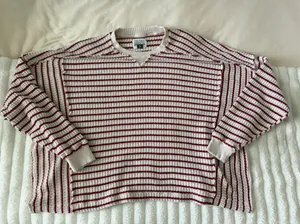 American Eagle Outfitters Striped Crewneck Sweater - Cream & Red thumbnail 1
