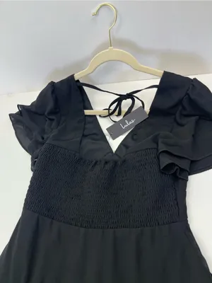 Lulus Midnight Mood Black‎ Tiered Maxi Dress Womens XS Coquette Moody Sexy NEW thumbnail 12