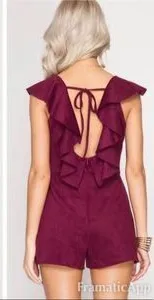 She + Sky Burgundy Suede Romper NWT thumbnail 2