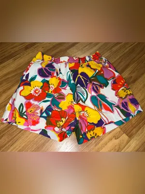 entro Floral High-Waist Shorts — Cream Multi thumbnail 2
