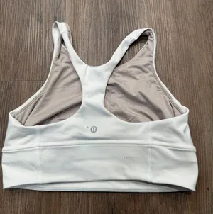 Lululemon Energy Bra High‎ Neck Longline White Size 10 Racerback Sports Bra thumbnail 1