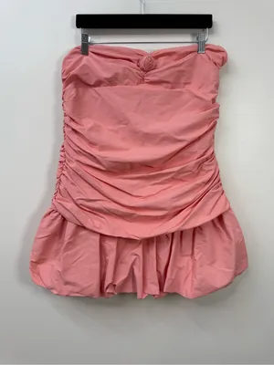 Betsey Johnson Strapless Pink Ruched Bubble Hem Dress size XL thumbnail 2