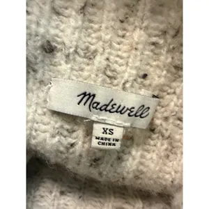 Madewell Donegal Ribbed Mock‎ Neck Sweater Cream Grey Flecked XS Pullover thumbnail 5