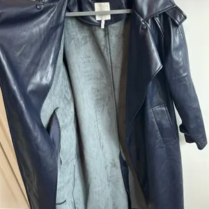 Faux Leather Navy Trench Coat thumbnail 5