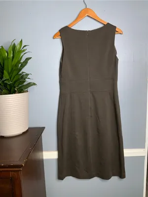 Talbots Vintage Brown Cotton Blend Sleeveless Midi Sheath Dress 10 thumbnail 4