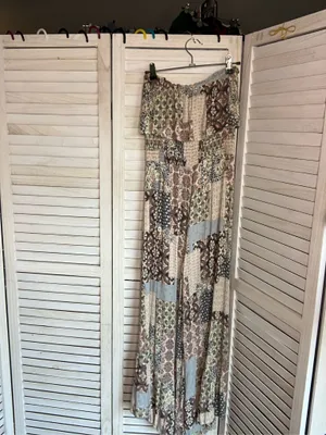 ILLA ILLA Patchwork Boho Off-Shoulder Wide Leg Jumpsuit Size Small thumbnail 2