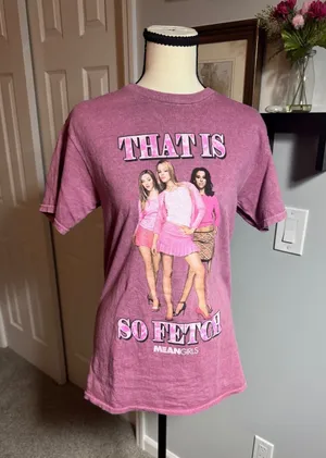 Mean Girls Y2K "That Is So Fetch" Graphic Tee Mauve Mineral Wash Pink Small S/P thumbnail 1
