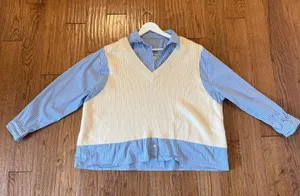 Zara oversized two-for collared sweater top size large thumbnail 6