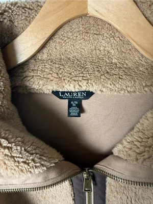 Lauren Ralph Lauren Sherpa Fleece Pullover in Camel XL thumbnail 6