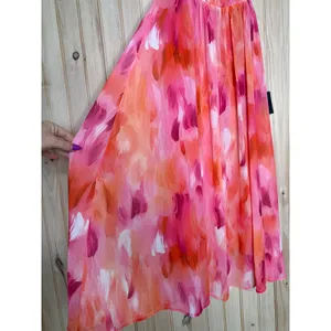 NWT Lulus Aysel Coral Pink Abstract Strapless Bustier Midi Dress Cruise Vacay XS thumbnail 4