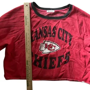 Kansas City Chiefs 47 Brand Cropped Sweatshirt‎ Red Black Sporty Womens L thumbnail 7
