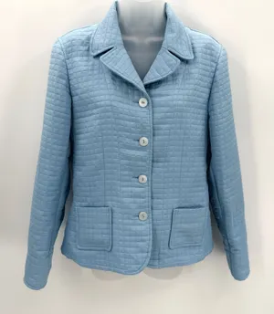 Harve Bernard Jacket Womens 10 Blue Quilted Button Up Cuff Sleeves - flaws/read thumbnail 1