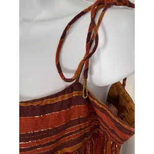 Free People Harem Lurex Jumpsuit Metallic Rust Stripe M Boho Coachella‎ Festival thumbnail 3