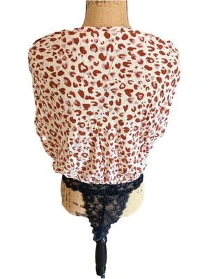 Free People Bare It All Bodysuit Size L White Red Leopard Print NWT thumbnail 4