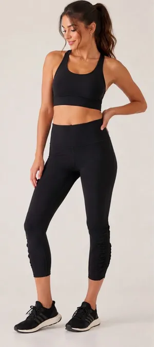 Athleta Black High-Rise Cropped Leggings with Ruched Calf thumbnail 1