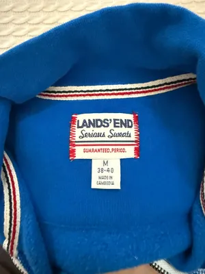 Lands' End Unisex Quarter-Zip Fleece Pullover - Blue thumbnail 4