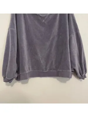 OUT FROM UNDER URBAN OUTFITTERS Vica Boat Neck Sweatshirt Periwinkle Velour Boxy thumbnail 7