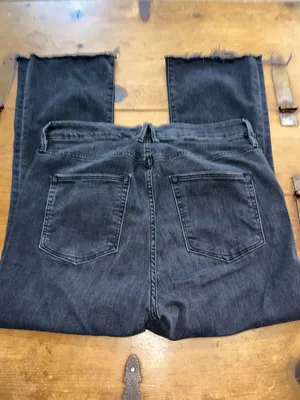 Good American Black High Rise Skinny Jeans Size 16 Raw Hem Stretch Denim thumbnail 5