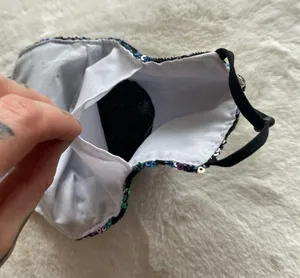 NWOT Blue Rainbow Iridescent Holographic Sequin Face Mask thumbnail 5