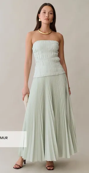 NWT Few Moda Ada Dress size 8 seafoam green strapless pleated maxi o.p.t thumbnail 1