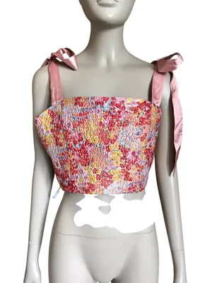 NWT Lulu’s Pink and Red Multi Patterned Crop Top thumbnail 2