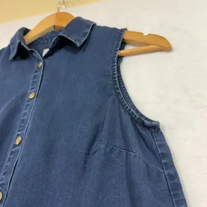 A New‎ Day XS Denim Sleeveless Buttoned Top Casual Boho Resort Capsule Spring thumbnail 5