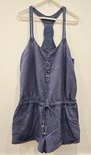 Free People crochet back romper Shorts Purple M thumbnail 1