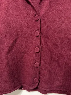 Ann Taylor Cashmere Cardigan Size Medium Maroon Burgundy Sweater Luxury thumbnail 4