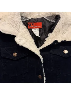 Corduroy Jacket with White Faux Fur Collar Large thumbnail 3