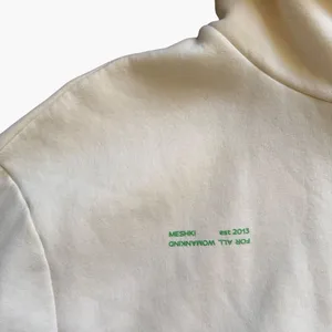 MESHKI Oversized Cream Graphic Hoodie Fleece Streetwear Pullover Medium Cozy thumbnail 4