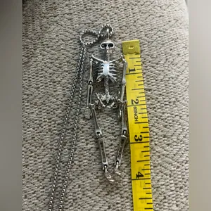 Silver color Skeleton Pendant Necklace thumbnail 3