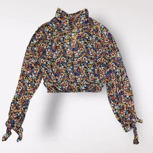 Free‎ People All Dolled Up Floral Mesh Cropped Long Sleeve Womens M Boho thumbnail 1