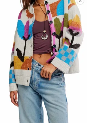 $298! Free People Tulip Whirl Cardigan Relaxed NEW, NWT thumbnail 1