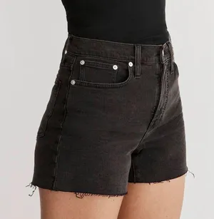 Madewell High-Rise Denim Boy-Shorts in Button Through Edition Lunar Black 32 thumbnail 1