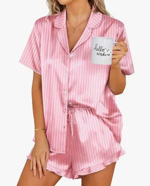Pink Silk PJ Set  thumbnail 1