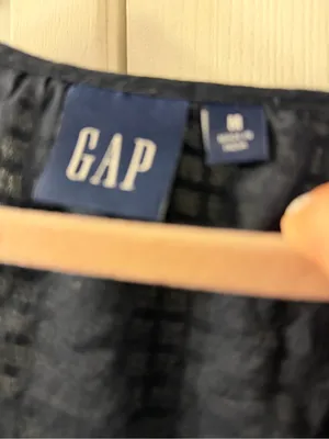 GAP Navy Long-Sleeve Peasant Dress with Tie Neck thumbnail 3