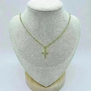 Simple 18k Gold Plated Cross Pendant Necklace With Micro-inlaid Cz Stone thumbnail 2