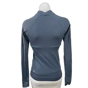 Lululemon Keep the Heat Thermal Blue Wool Long Sleeve Activewear Shirt Top Sz XS thumbnail 3