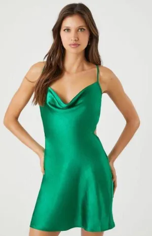 Cowl Neck Satin Slip Dress thumbnail 1